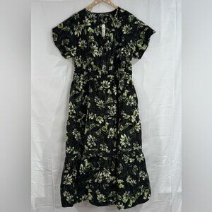 Anthropologie Somerset Maxi Dress Plus Size Grey (Black Green Floral) Summer